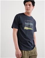 Pure Cotton Crew Neck Beach Graphic T-Shirt