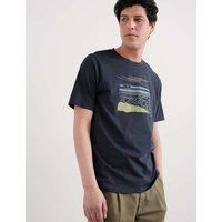 Pure Cotton Crew Neck Beach Graphic T-Shirt