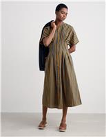 Pure Cotton Striped Midaxi Shirt Dress