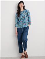Pure Cotton Floral Notch Neck Top