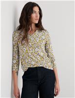 Seasalt Cornwall Cotton Blend Floral Top Yellow Mix