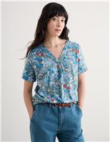 Cotton Rich Floral V-Neck Top