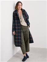 Seasalt Cornwall Waterproof Checked Double Breasted Trench Coat Navy Mix