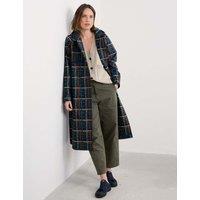 Seasalt Cornwall Waterproof Checked Double Breasted Trench Coat Navy Mix