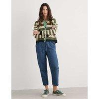 Wool Rich Striped Button Front Relaxed Cardigan