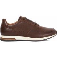 Dune London Leather Lace Up Wide Fit Trainers Brown