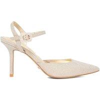 Dune London Glitter Stiletto Heel Ankle Strap Court Shoes Gold