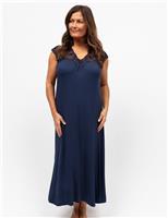 Jersey Lace Detail Cap Sleeve Nightdress