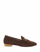 Suede Snaffle Trim Square Toe Loafers