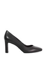Leather Block Heel Court Shoes