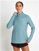 Under Armour Tech Rib Half Zip Funnel Neck Sweatshirt Teal Mix