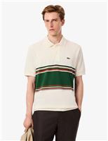 Lacoste Pure Cotton Striped Polo Shirt Cream Mix