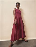 RO&ZO Jersey Bodice Midaxi Waisted Dress Burgundy