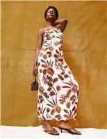 RO&ZO Floral Scoop Neck Midaxi Slip Dress Brown Mix