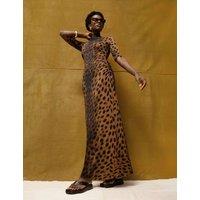 RO&ZO Jersey Leopard Print Maxi Bodycon Dress Brown