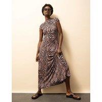RO&ZO Jersey Zebra Print Maxi Bodycon Dress Neutral