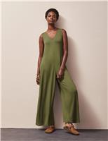 Jersey V-Neck Wide Leg Jumpsuit