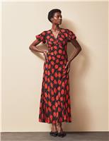 RO&ZO Floral Midi Waisted Dress Red Mix