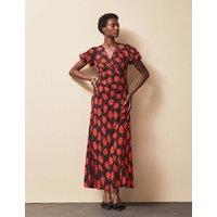 RO&ZO Floral Midi Waisted Dress Red Mix