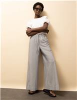 Textured Striped Wide Leg Trousers