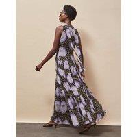 RO&ZO Chiffon Floral High Neck Maxi Dress Lilac
