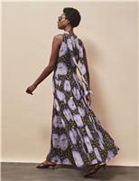 Chiffon Floral High Neck Maxi Dress