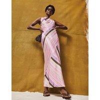 RO&ZO Satin Striped Cowl Neck Maxi Dress Light Pink Mix