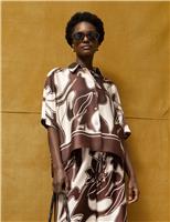 RO&ZO Floral Swirl Print Button Through Blouse Brown Mix