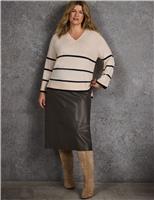 Leather Look Midi A-Line Skirt