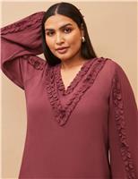 V-Neck Frill Detail Blouse