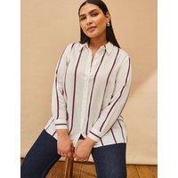 Lyocell Rich Striped Collared Button Through Shirt
