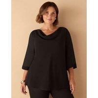 Chiffon Overlay Cowl Neck Top