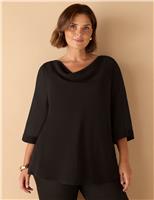 Chiffon Overlay Cowl Neck Top