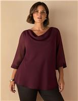Cowl Neck Chiffon Overlay Top