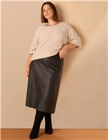 Leather Look Midi A-Line Skirt