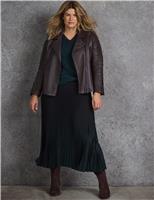 Leather Zip Cuff Biker Jacket