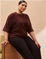 Wool Blend Ribbed Crew Neck T-Shirt