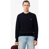 Lacoste Pure Wool Cable Crew Neck Jumper Navy