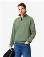 Lacoste Pure Cotton Funnel Neck Half Zip Sweatshirt Green