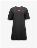 Hugo Cotton Rich Logo Label Nightdress Black