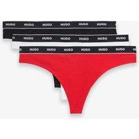 Hugo 3 Pack Cotton Rich Logo Waistband Thongs Multi