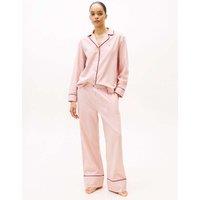 Tommy Hilfiger Essential Pure Cotton Herringbone Pyjama Top Light Pink
