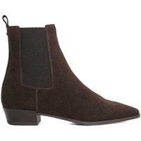Dune London Suede Chelsea Block Heel Ankle Boots Brown