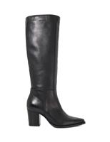 Leather Block Heel Knee High Boots