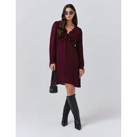 Ghost Crepe V-Neck Frill Detail Mini Dress Purple