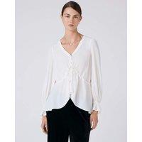 Ghost Crepe V-Neck Tie Front Blouse Ivory