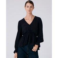 Ghost Crepe V-Neck Tie Front Blouse Black