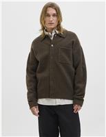 Collared Neck Cardigan with Wool