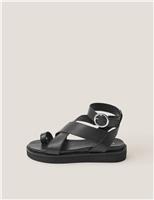 Leather Toe Strap Crossover Leather Sandals
