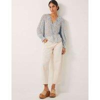 Floral Tie Neck Ruffle Blouse